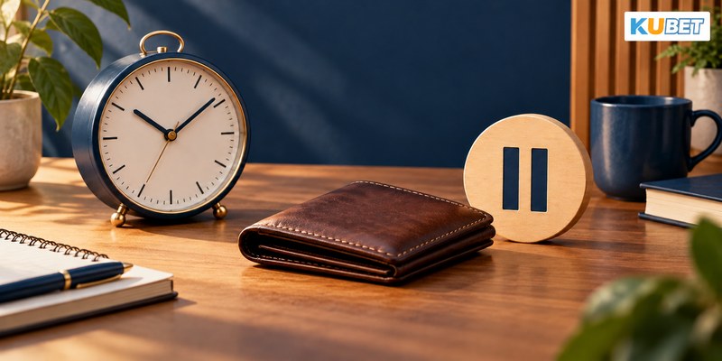 Đồng hồ và ví đóng minh họa việc tạm dừng