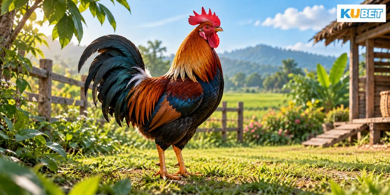 Gà trống khỏe mạnh trong môi trường tự nhiên